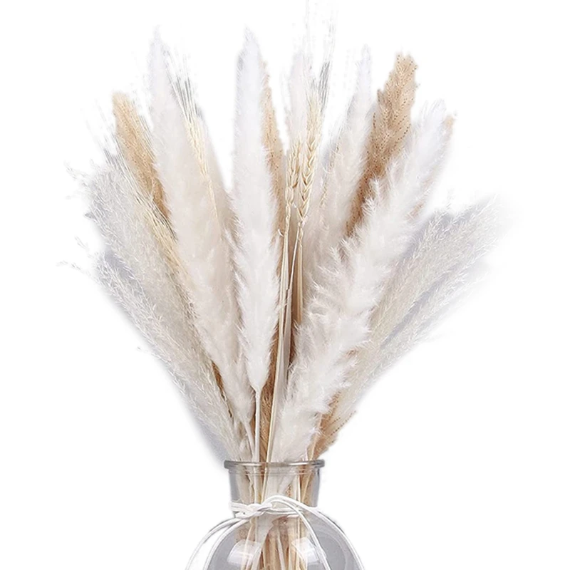 

70 PCS Natural Dried Pampas Grass Boho Table Decor - Up To 18Inch Tall,Rustic Bulk Home Wedding Party Decor