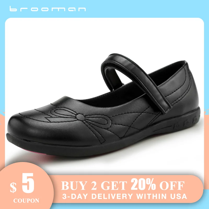 brooman Girl's School Uniform Dress Shoes Mary Jane Flats Lightweight Comfortable Party Shoes (Toddler/Little Kid)