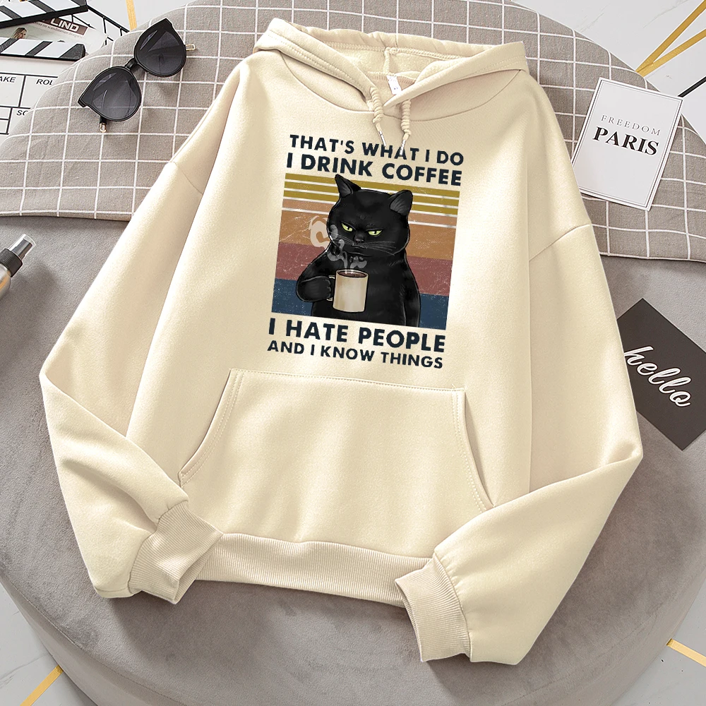 

That's What Tido i Drink Coffee Women Pullovers Hoodies Sweatshirts Oversize Loose Hoodie Fashion Cartoon Hoody Streetwear Tops