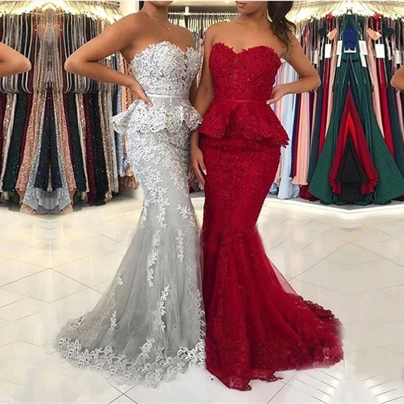 

Mermaid Tulle Evening Dresses Vestidos Fashion Applique Beading Formal Party Plus Size Customize