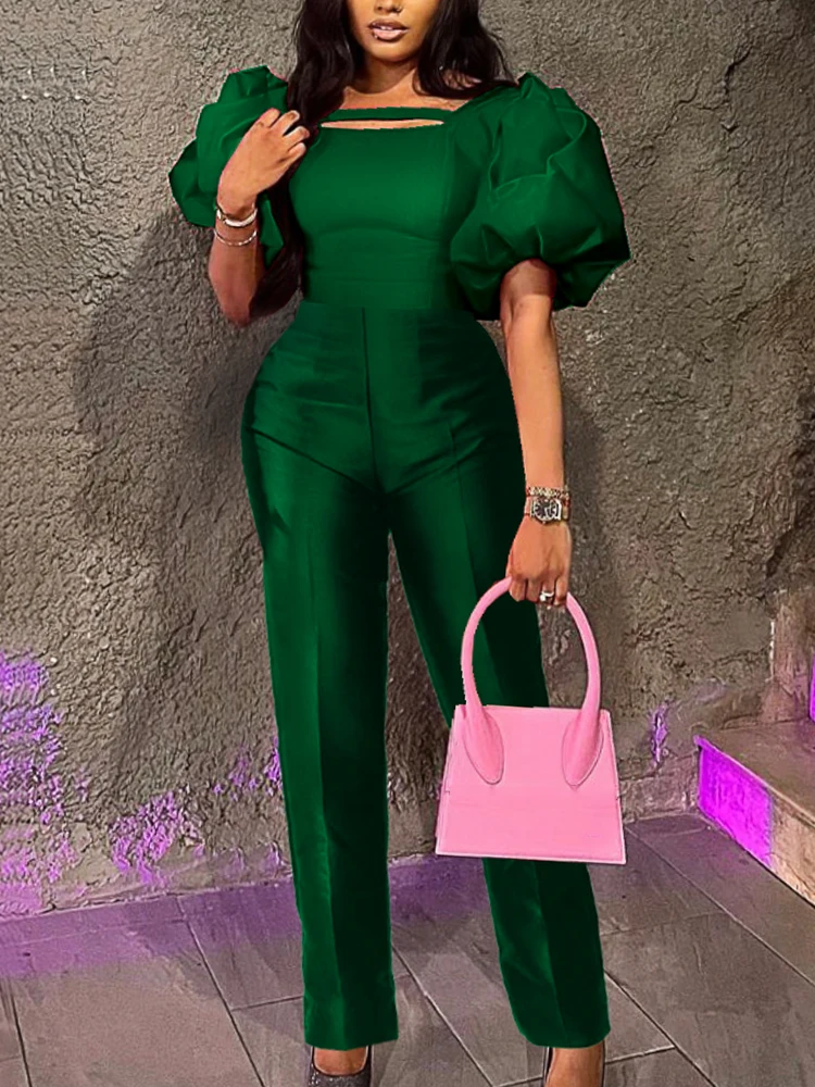 Green Bodycon Jumpsuit Women 2023 Sexy Party Wear Slim Fit Rompers High Waist Pencil Pants Fall Christmas Outfits Large Size 4XL