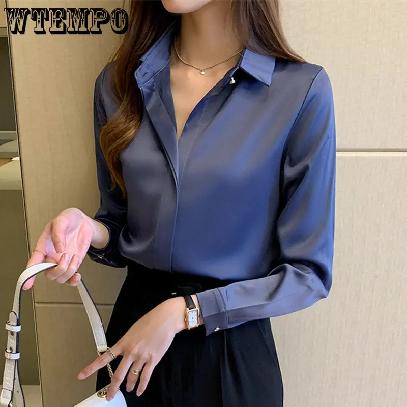 

Silk Women's Shirt Long Sleeve Fashion Woman Blouses 2023 Satin Top Female Shirts and Blouse Basic Ladies Tops OL Women Clothing
