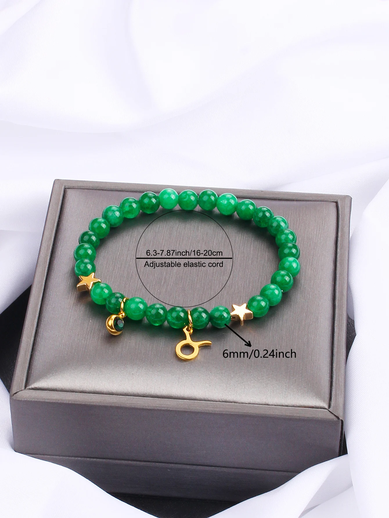 Браслет-подвеска из натурального камня 6 мм для женщин и девочек нержавеющая