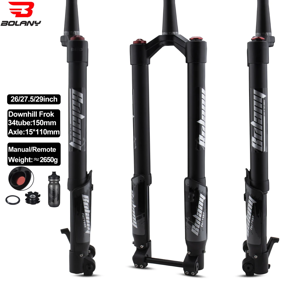 

BOLANY MTB Front Fork Thru Axle Air Suspension Inverted 34 140mm Bike Tapered Rebound 26 27.5 29er Bicycle Forks Cycling Parts