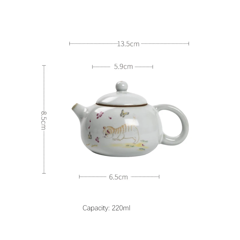 LUWU Lovely Cat Ceramic Teapot Kung Fu Tea Pot 220ml |