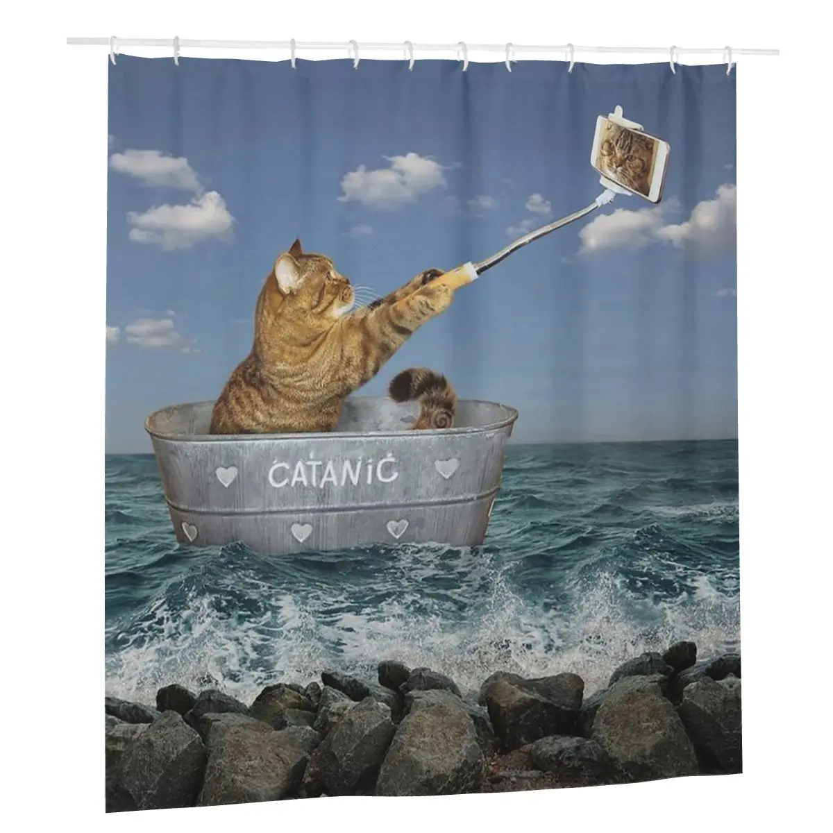 

Забавная занавеска для душа, Полиэстеровая Водонепроницаемая утепленная Штора для ванной, с животными, кошками, влюбленными, Потрясающие д...