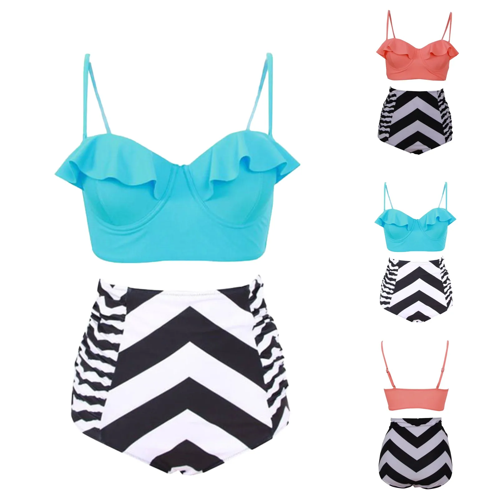 

Женское бикини с высокой талией, бикини с пуш-ап и подкладкой, пляжная одежда из двух предметов, купальник, купальный костюм, Бандажное бикини, сексуальное бикини для отпуска
