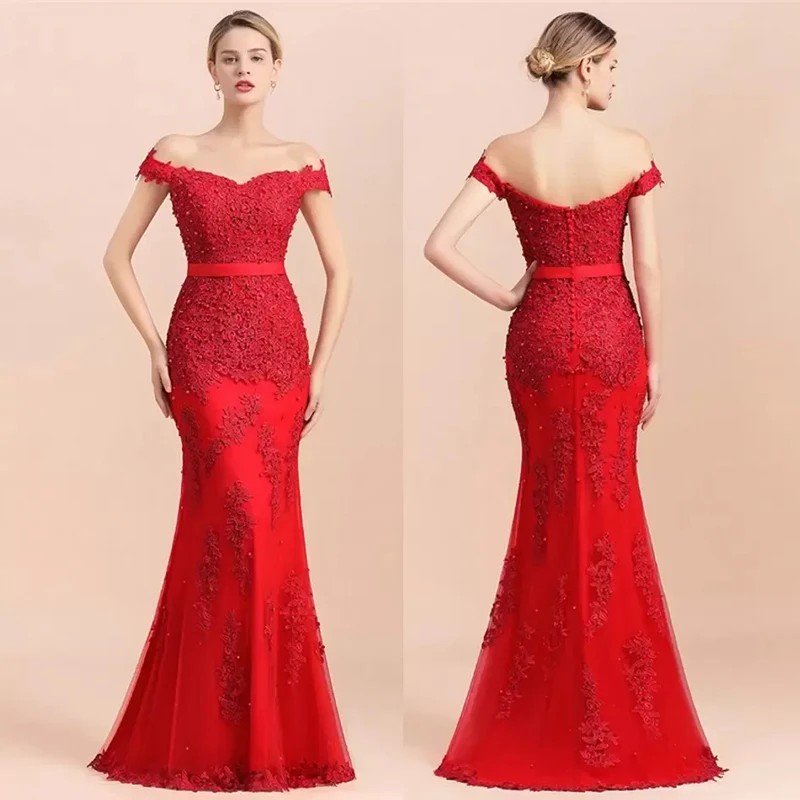 

VENUS 2024 Off The Shoulder Prom Dresses Mermaid Plus size Formal Dresses Lace Appliques Evening Dress Beading Party Dress