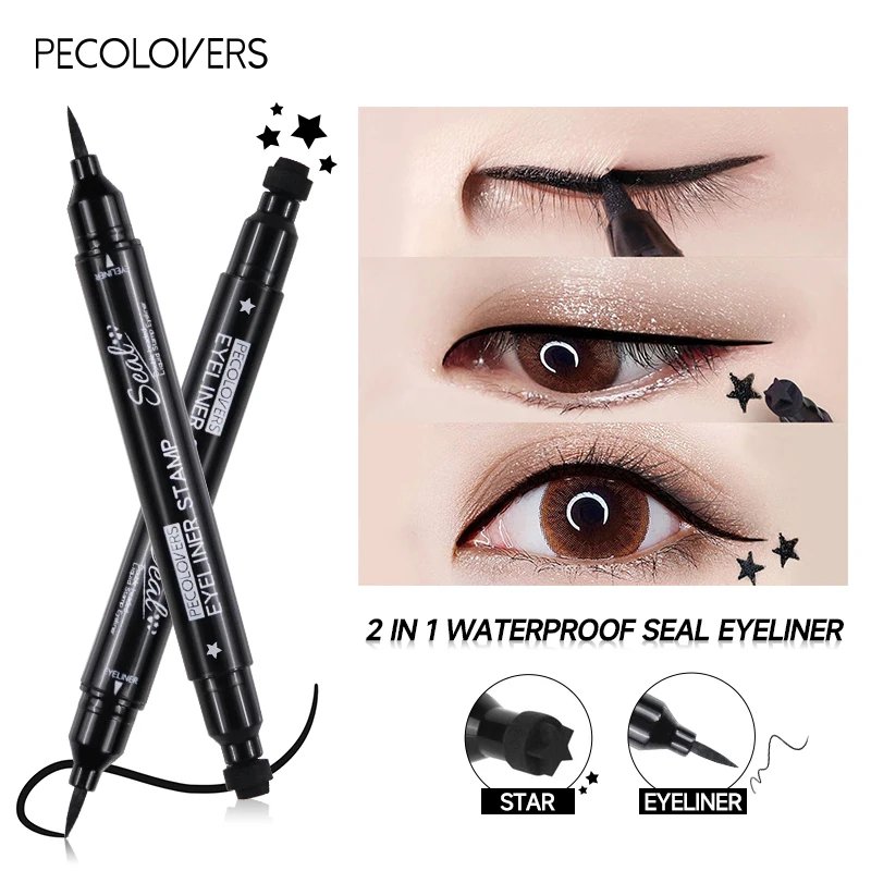 

Liquid Eyeliner Black Moon Stamp Eye Liner Pencil 2 In 1 Waterproof Long-lasting Easy to Use Cat Eyeliner Pen Makeup For Women