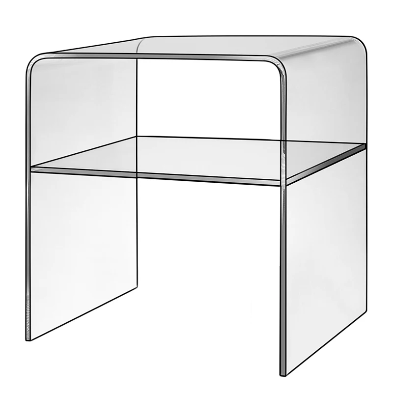 

YY Transparent Side Table Bedroom Bedside Side Cabinet Creative Double-Layer Dresser