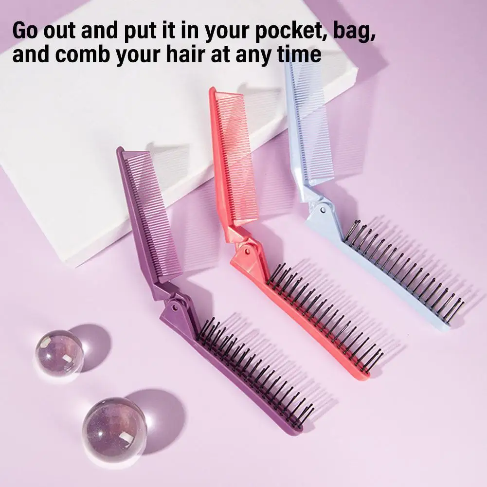 

Портативный складной карманный гребень, антистатические расчески, складные инструменты, аксессуары для укладки волос, массажа волос B M7J4