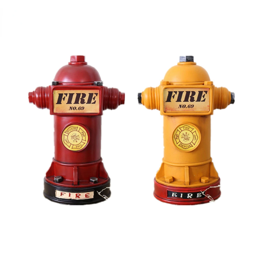 

24cm Resin Fire Hydrant Piggy Bank Extinguisher Figurines Ornament For Home Vintage Soft Decoration Kid Birthday