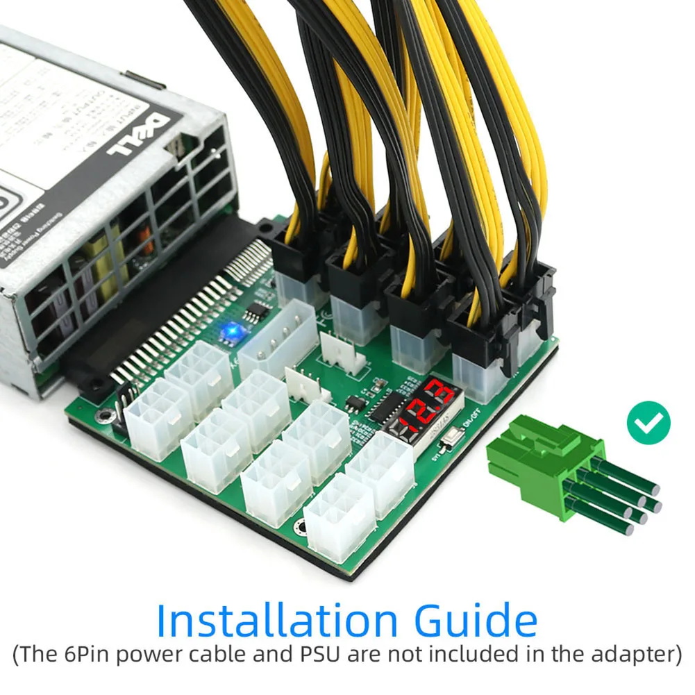 

Upgraded ATX 16x 6Pin Power Module Breakout Board Sync/Remote Power Module for Dell PSU BTC Mining Power Distribution Board