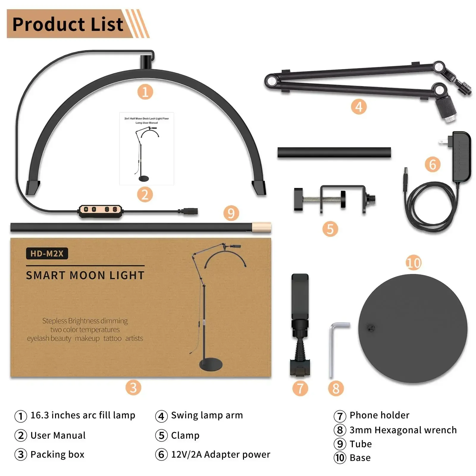 Складная Напольная Лампа 2 в 1 фонарь с полумесяцем 16 дюймов 20 Вт настольным