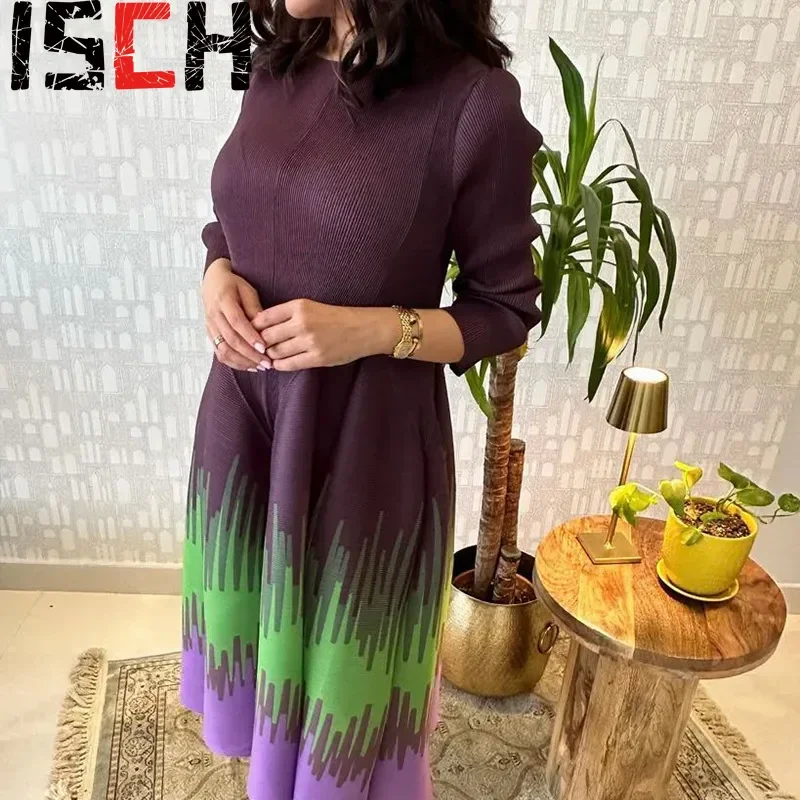 Женское плиссированное платье плиссированные платья с этническим принтом