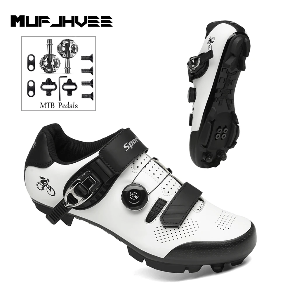 

Mufjhvee Professional Mountain Bike Shoes With Pedals Breathable Self-Locking Bicycle Riding Sneakers Outdoor Bicycle Footwear