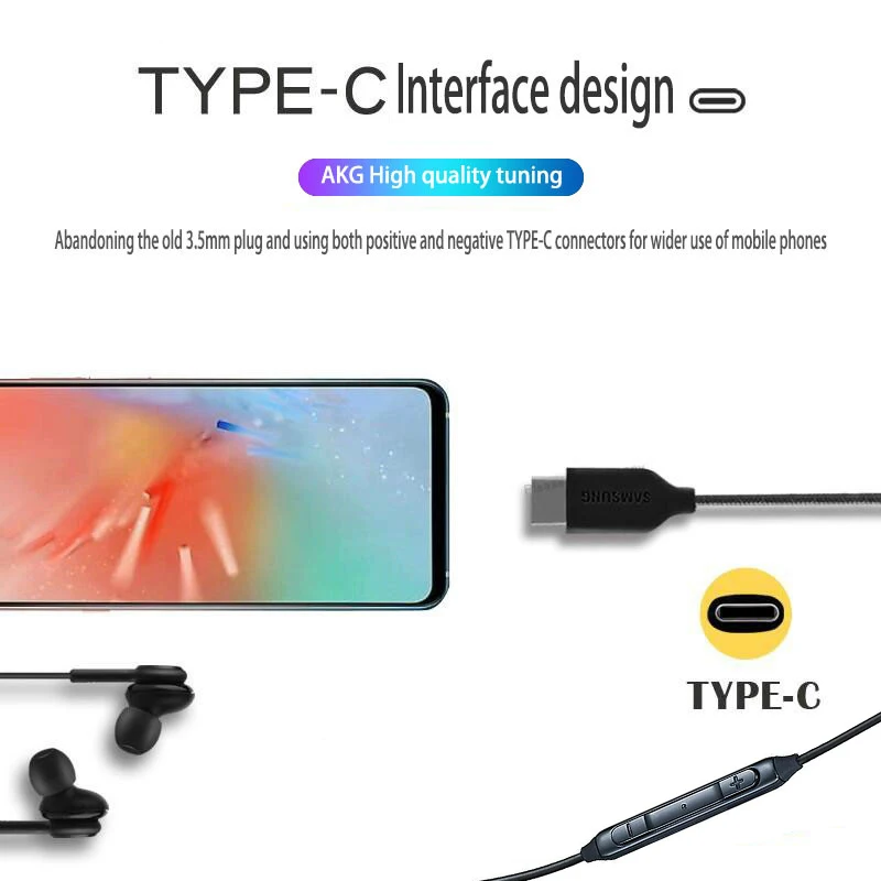 Оригинальные наушники Samsung Тип C проводные AKG с микрофоном Galaxy Note 20 Ultra 5G 10 S21 S20 Usb Type