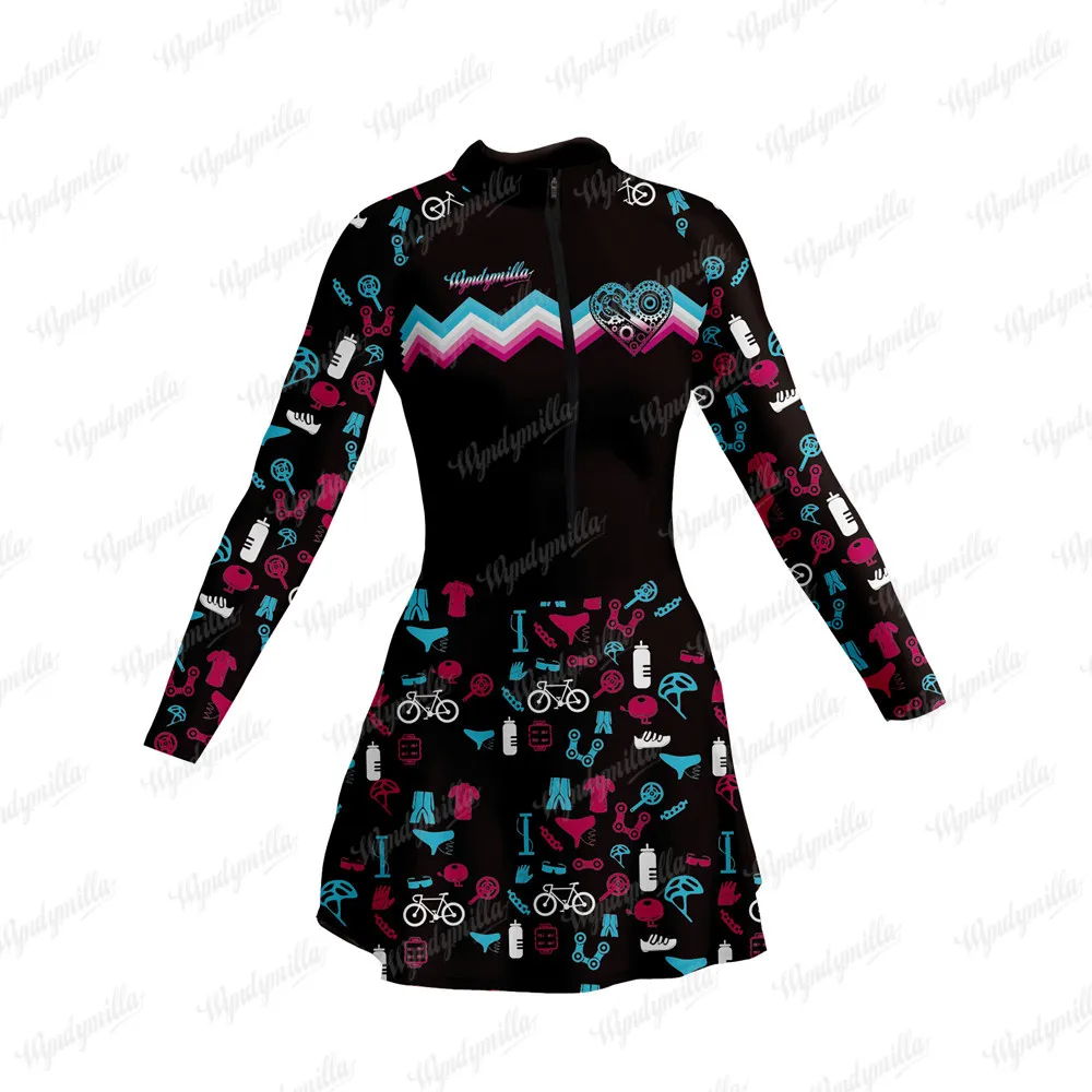 

Vestidinho Saia Women Long Sleeve Triathlon Cycling Jersey Skirt Small Dress Skinsuit Maillot Outdoor Bike Riding Skirt Ciclismo