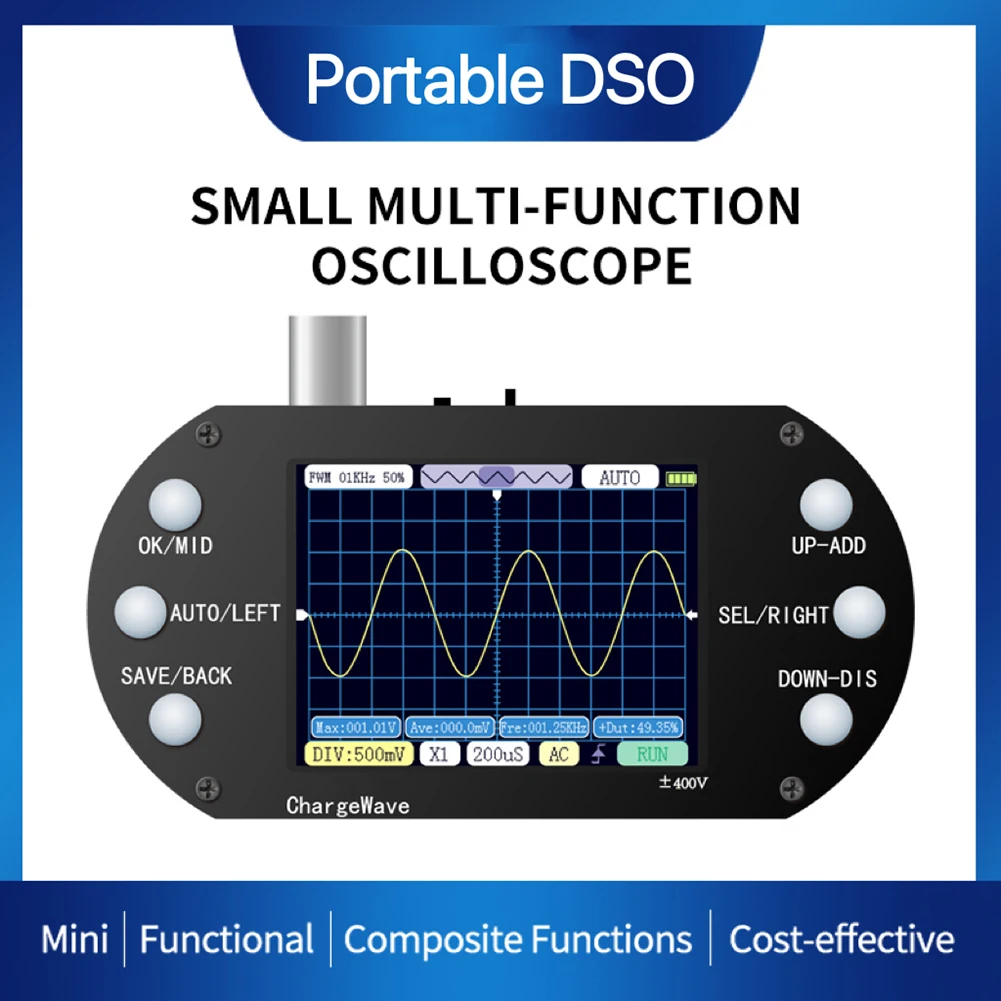 

Digital Oscilloscope 2.5Mhz Sampling Rate Oscilloscope Kit Support AUTO 80Khz PWM 2.4inch TFT Screen for Electronic Repair DIY