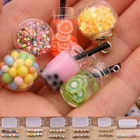 10pcsbox mix glass bottles milk tea cup ball earring charms diy findings keychain bracelets pendant for jewelry making