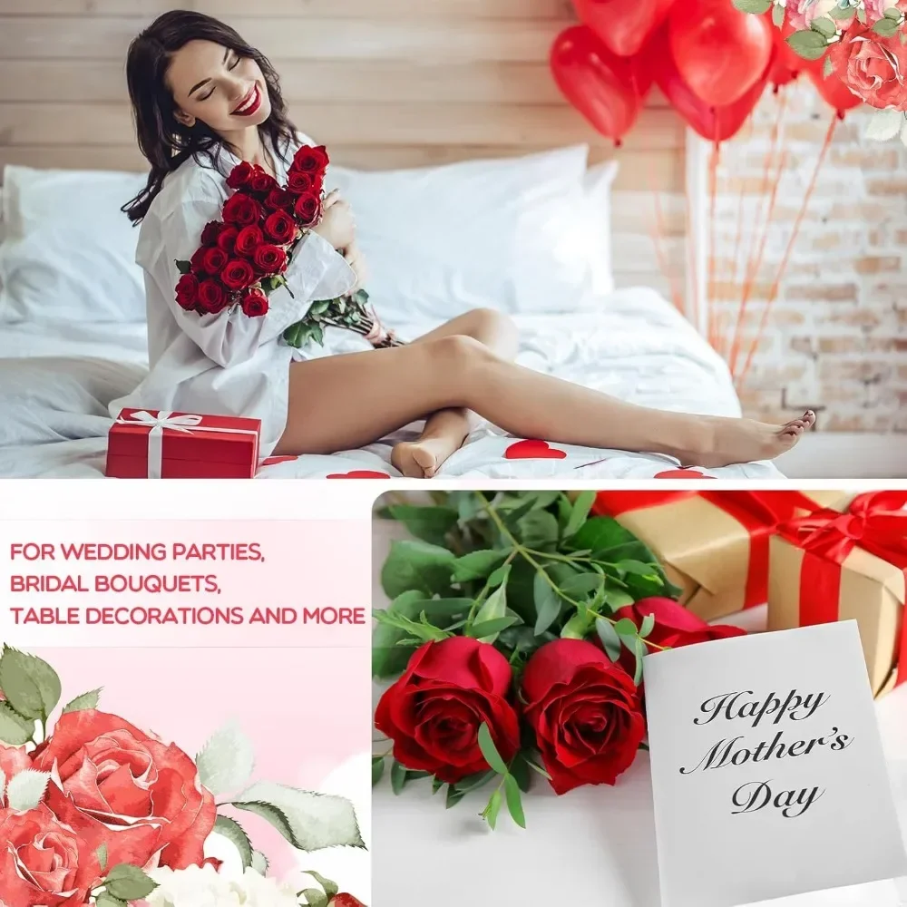 за 500 шт. искусственные шелковые розы цветы с длинным стеблем свадебный букет ко