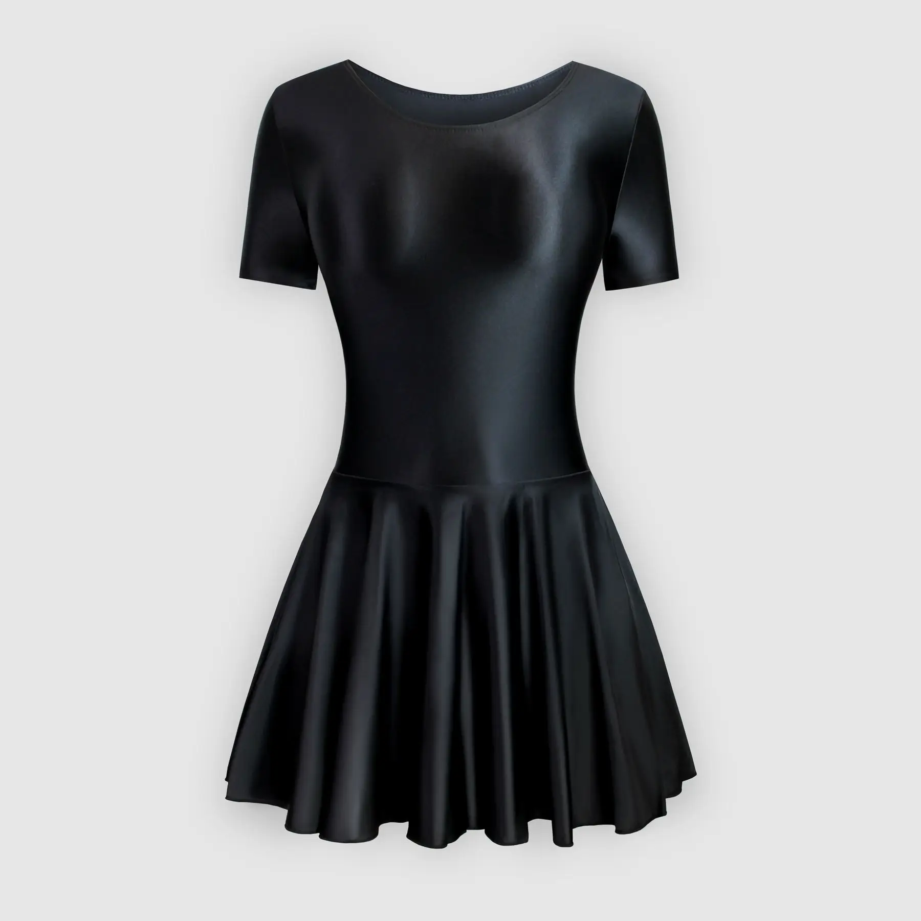 XCKNY Satin silky dress sexy tight sports Yoga swim ballet skirt  short sleeve umbrella dress glossy skirt party dress leotard