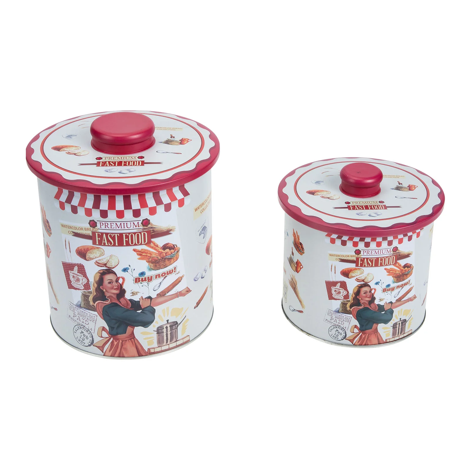 

2pcs Candy Box Retro Fashion Lady Pattern Biscuit Case Multifunctional Storage Box