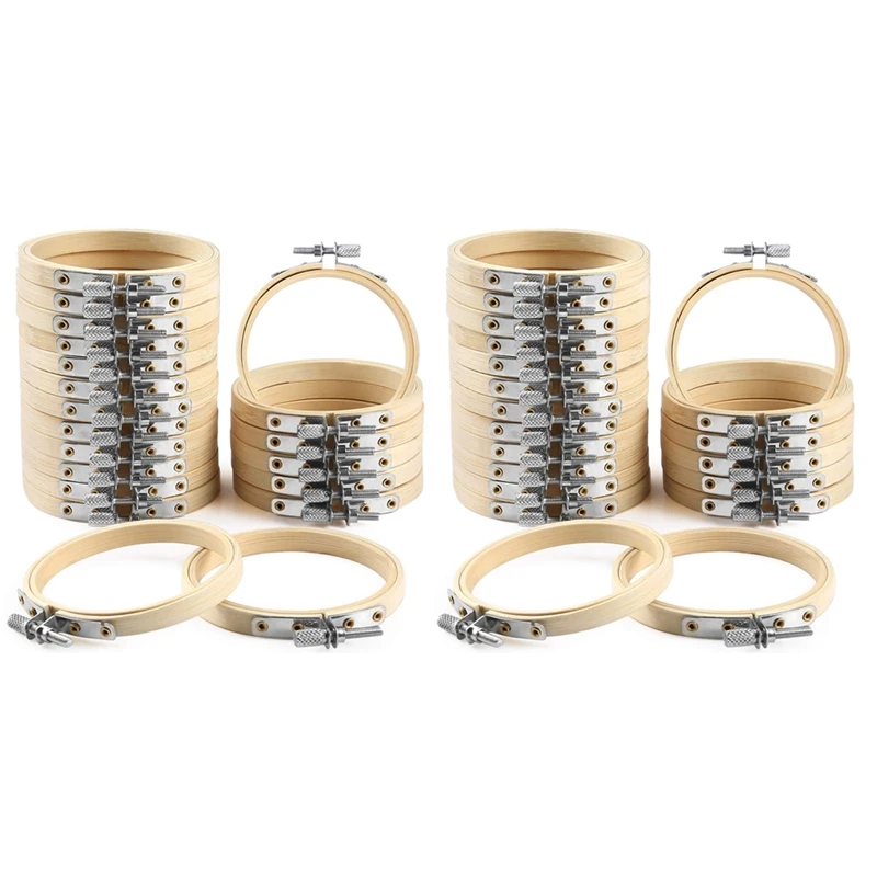 

40 шт. 3-дюймовые бамбуковые обручи для вышивки круглые деревянные круглые обручи для вышивки крестиком круглое кольцо для художественного р...