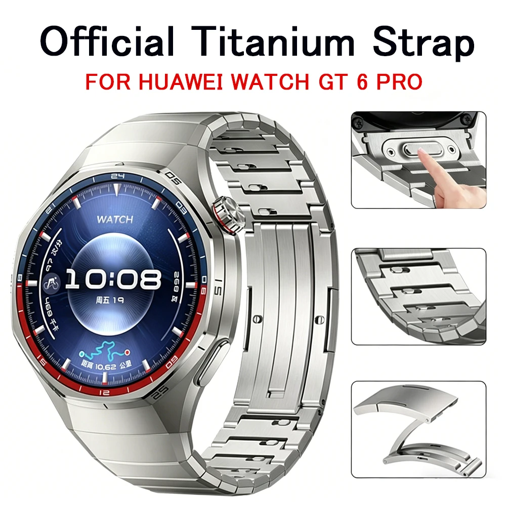 Фото Оригинальный титановый ремешок для HUAWEI WATCH GT 6 Pro 46 мм, металлический браслет, аксессуары, ремешок для HUAWEI WATCH 6 Pro №1