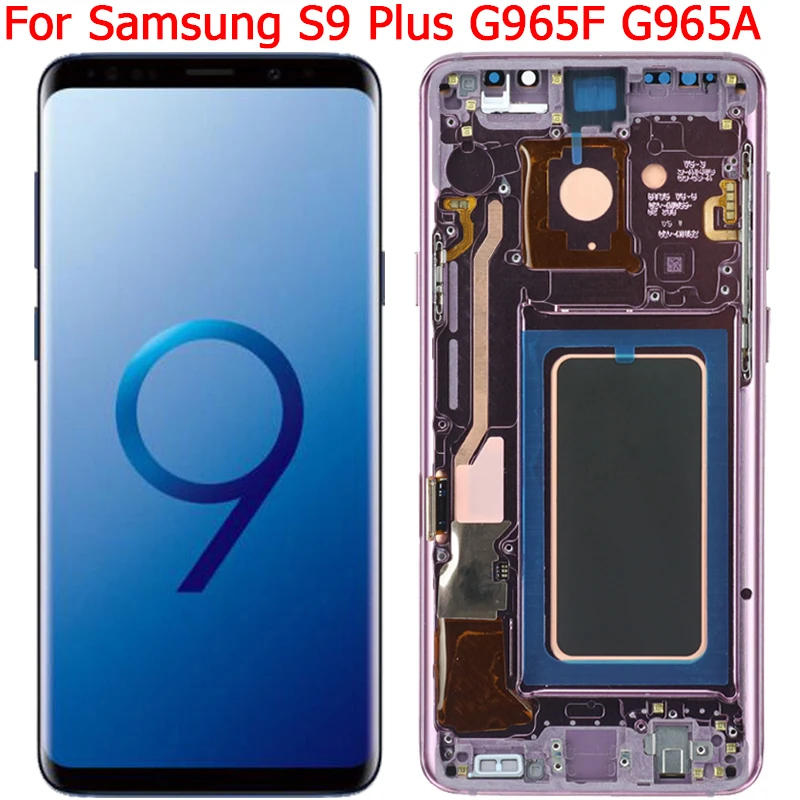 

6,2 "Оригинальный ЖК-экран для Samsung Galaxy S9 Plus с рамкой SM-G965F G965A G9650 G965U, ЖК-экран в сборе