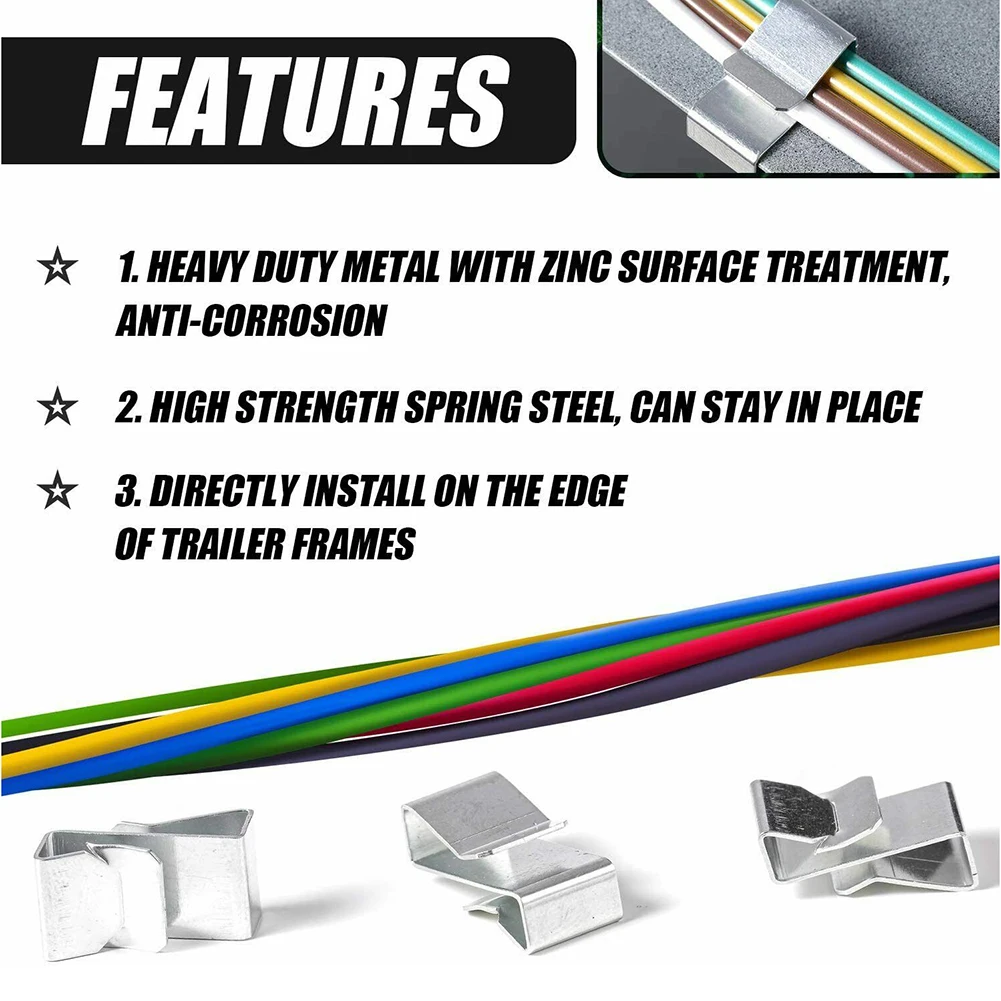 

Accessories Trailer Wiring Clips Hide Kit Metal Organize Parts Protect