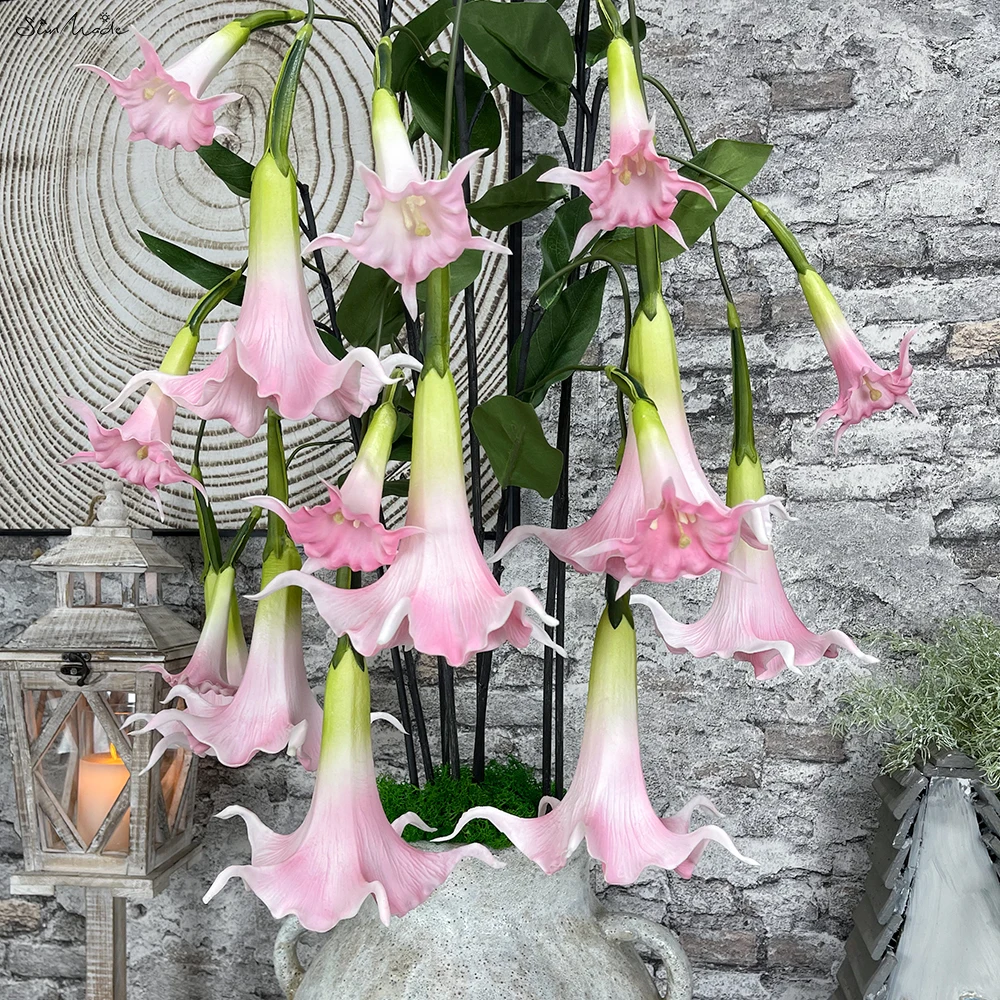 

SunMade Luxury Big Datura Flower Real Touch Artificial Flowers Home Garden Decoration Wedding Flore White Flores Artificiales