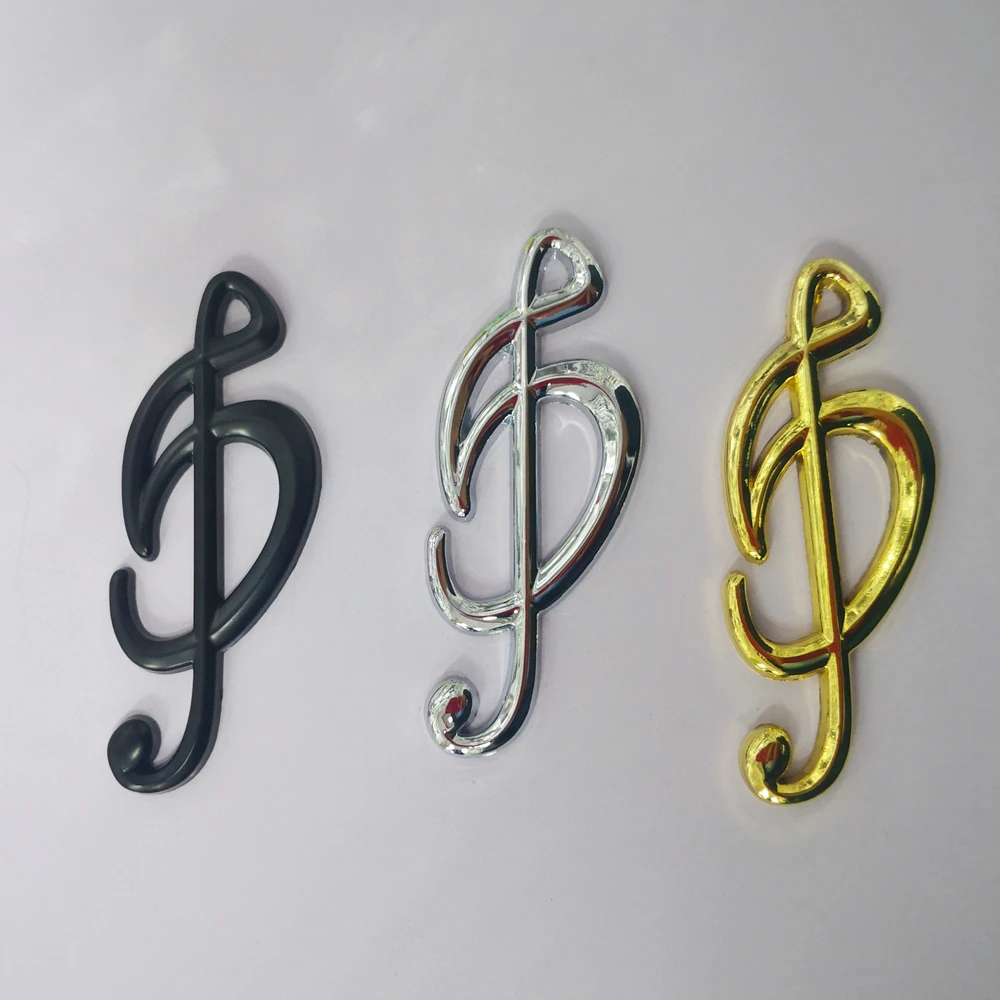 

1Pcs 3D Musical Note Metal Car Sticker Universal Decoration Decal Auto Hood Fender trunk Rear Emblem Badge Nameplate Accessories
