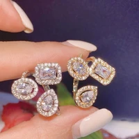rakol luxury geometric cubic zirconia open rings for women fashion anniversary best birthday party dress trendy jewelry