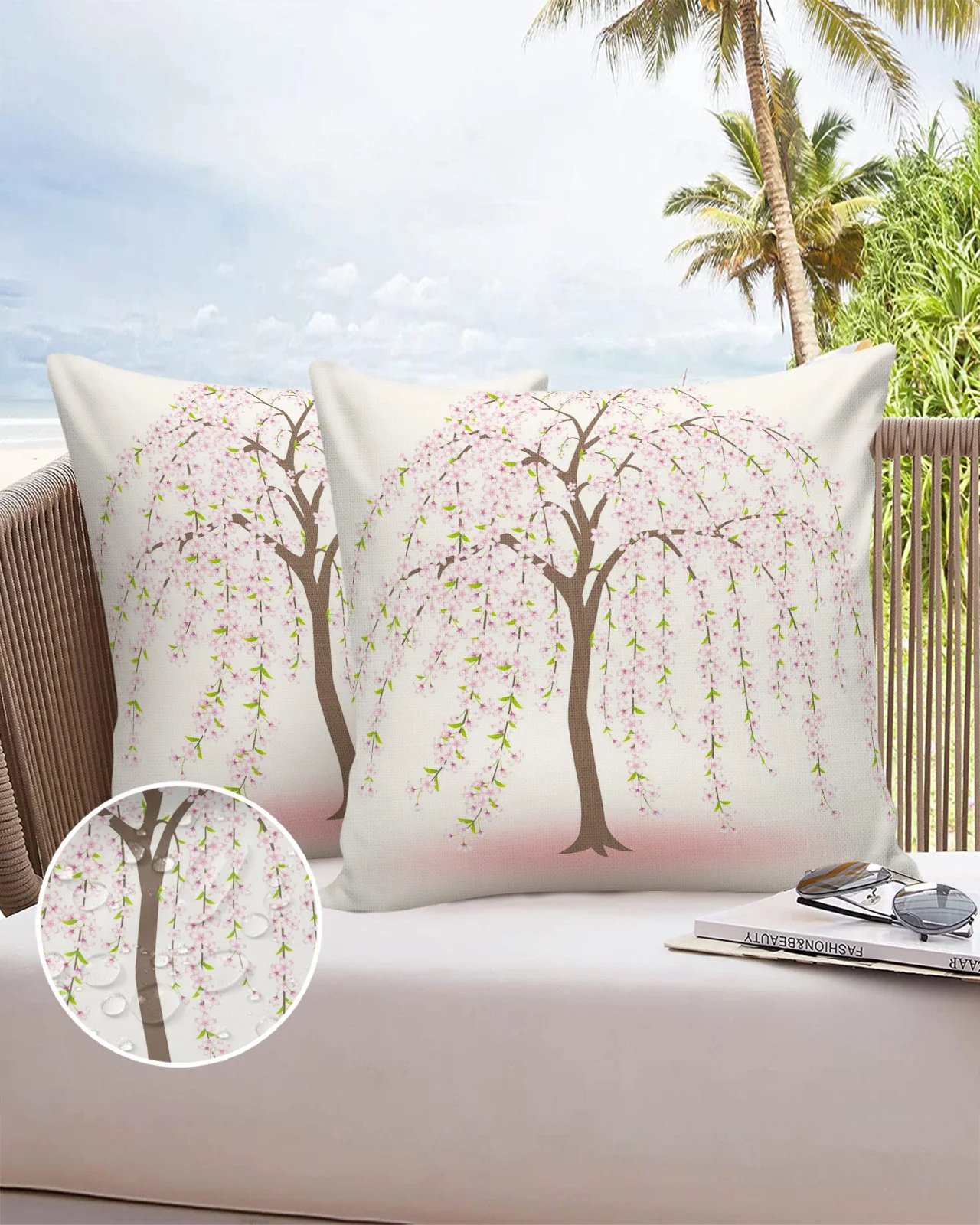 

Чехол с изображением ветки сливы, коричневого и розового цветов