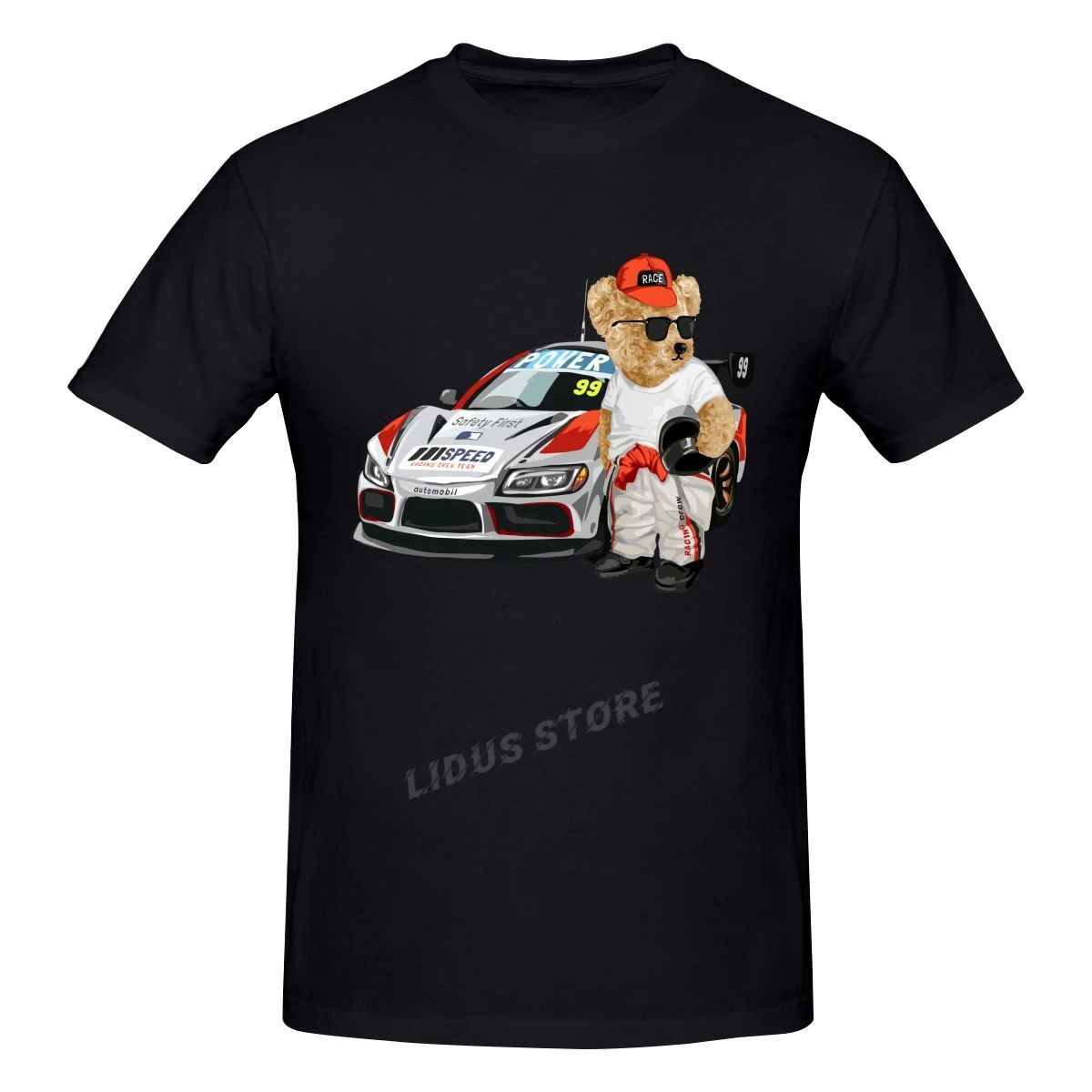

Teddy Bear Racing Car T shirts Harajuku Short Sleeve T-shirt Graphics Tshirt Brands Tee Tops