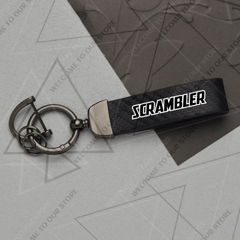 

Новый классический брелок для мотоцикла с логотипом SCRAMBLER Ducati Triumph Royal Enfield из углеродного волокна, держатель для ключей, аксессуары для мотоциклов