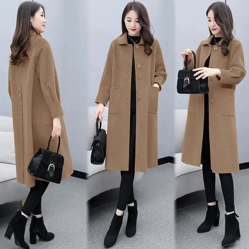 

Trench Coats Women's 2022 Autumn Winter New Casual Plus Size Wool coats Womens Korean Fashion Loose Lantern Sleeve Woolen Coats