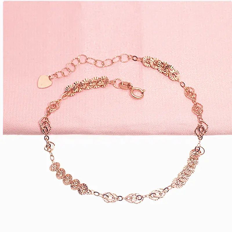 

585 Purple Gold Plated 14k Rose Gold New Lace Chain Charm Bracelet Classic Light Luxury Charm Wedding Ladies Jewelry Gift