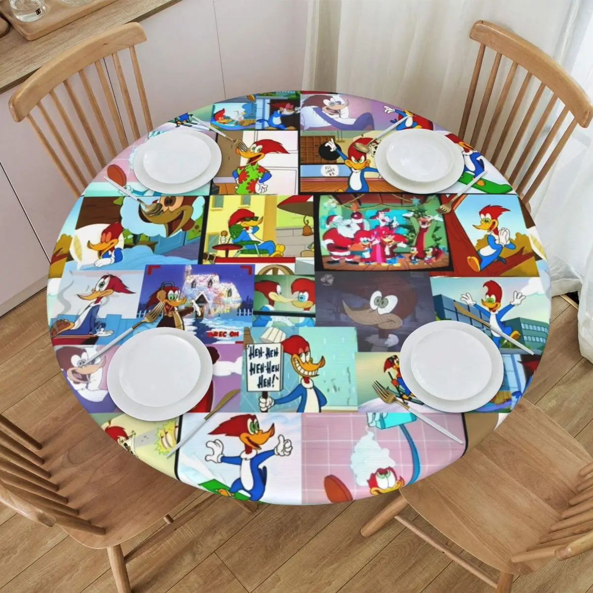 Пользовательская круглая Водонепроницаемая скатерть для стола с рисунками из