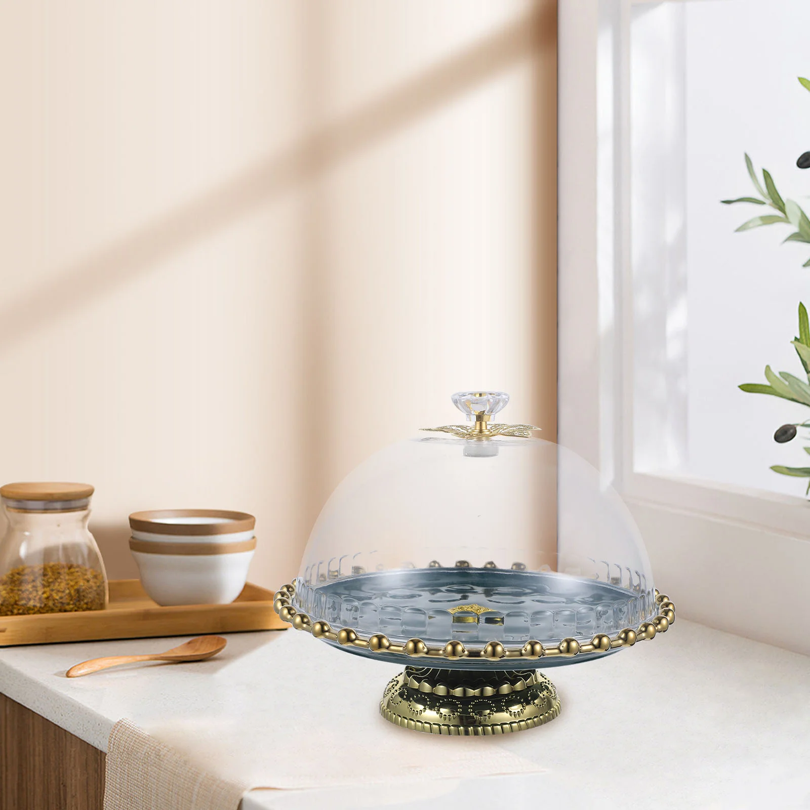 

Cake Stand Dome Display Tray Dessert Cover Plate Cupcake Ceramic Lid Footed Serving Wedding Dish Round Cheese Holder Tall Fruit