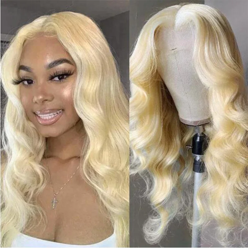 Free Part 613 Blonde Glueless Body Wave HD 13x4Lace Front Mixed Human Hair Wig For Black Women Babyhair Preplucked Daily Cosplay