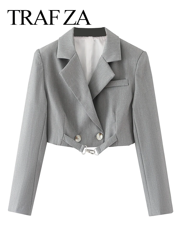 

Женский короткий Блейзер с высокой талией, на пуговицах, с длинным рукавом