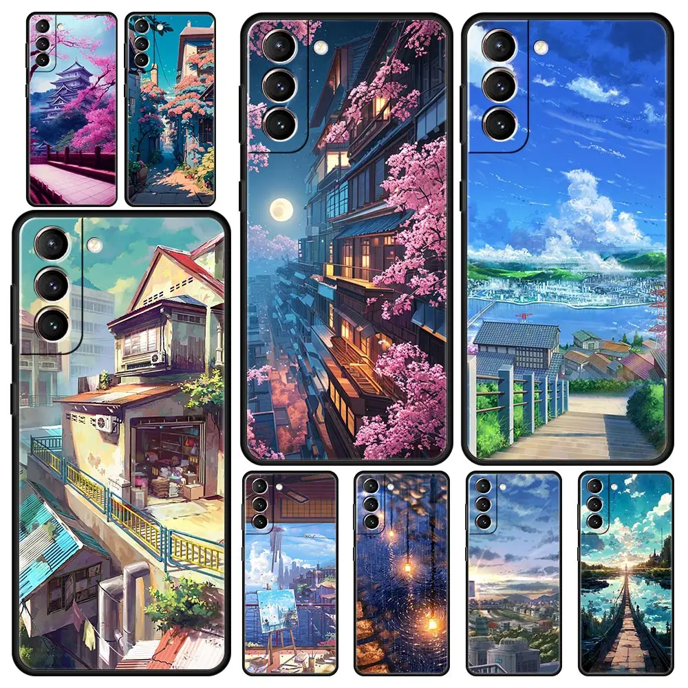 

Japan Anime Landscape Soft Phone Case For Samsung Galaxy S23 S22 S20 Ultra S21 FE 5G S10 S9 Plus S10E S8 Note 20 Silicone Cover