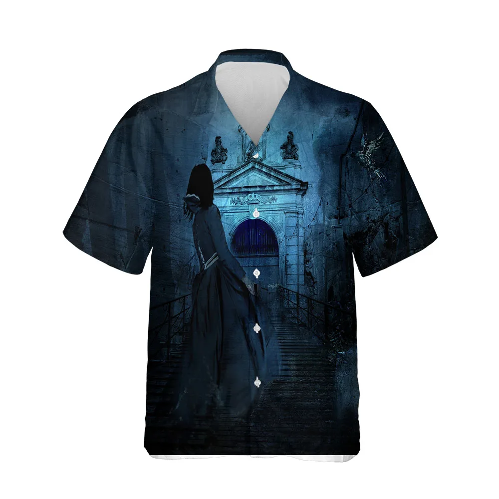 Jumeast 3D Halloween Festival Clothing Blouses Summer Fashion Mens Hawaiian Shirt Short Sleeve Streetwear Comfortable Men Shirt