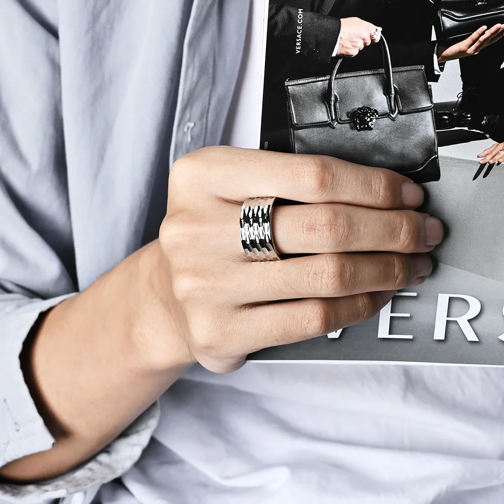 Простые Кольца с сотовым узором властные мужские пальцы из нержавеющей стали