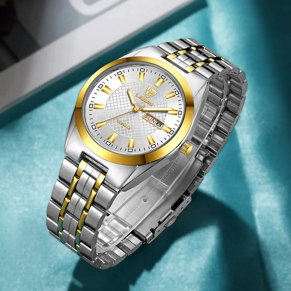 Часы наручные L1020 для мужчин и женщин брендовые роскошные золотистые с японским