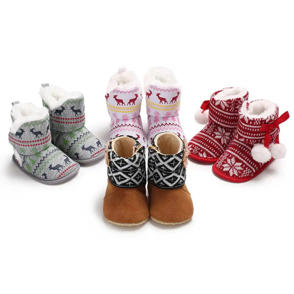 

Cute Baby Boots Cotton Infant Baby Girls Boys Warm Boots First Walkers Shoes Toddler Pom Pom Ball Winter Flower Boots Shoes