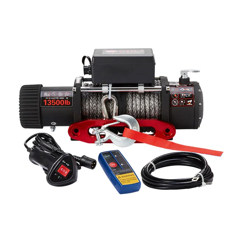 

power motor strong gears quiet brake recovery 13500lb winch 12V for jeep auto car offroad 4x4