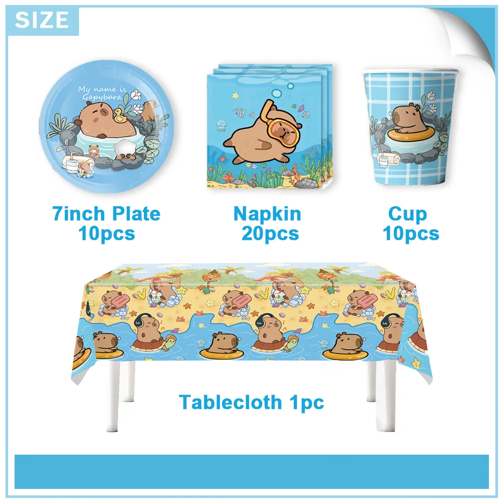 

Одноразовый набор посуды для детского праздника "Милая тема капибары"